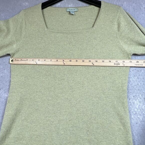 VINTAGE Geneva Sweater Women Size Large Light Green 100% Cashmere Pullover - Picture 6 of 11